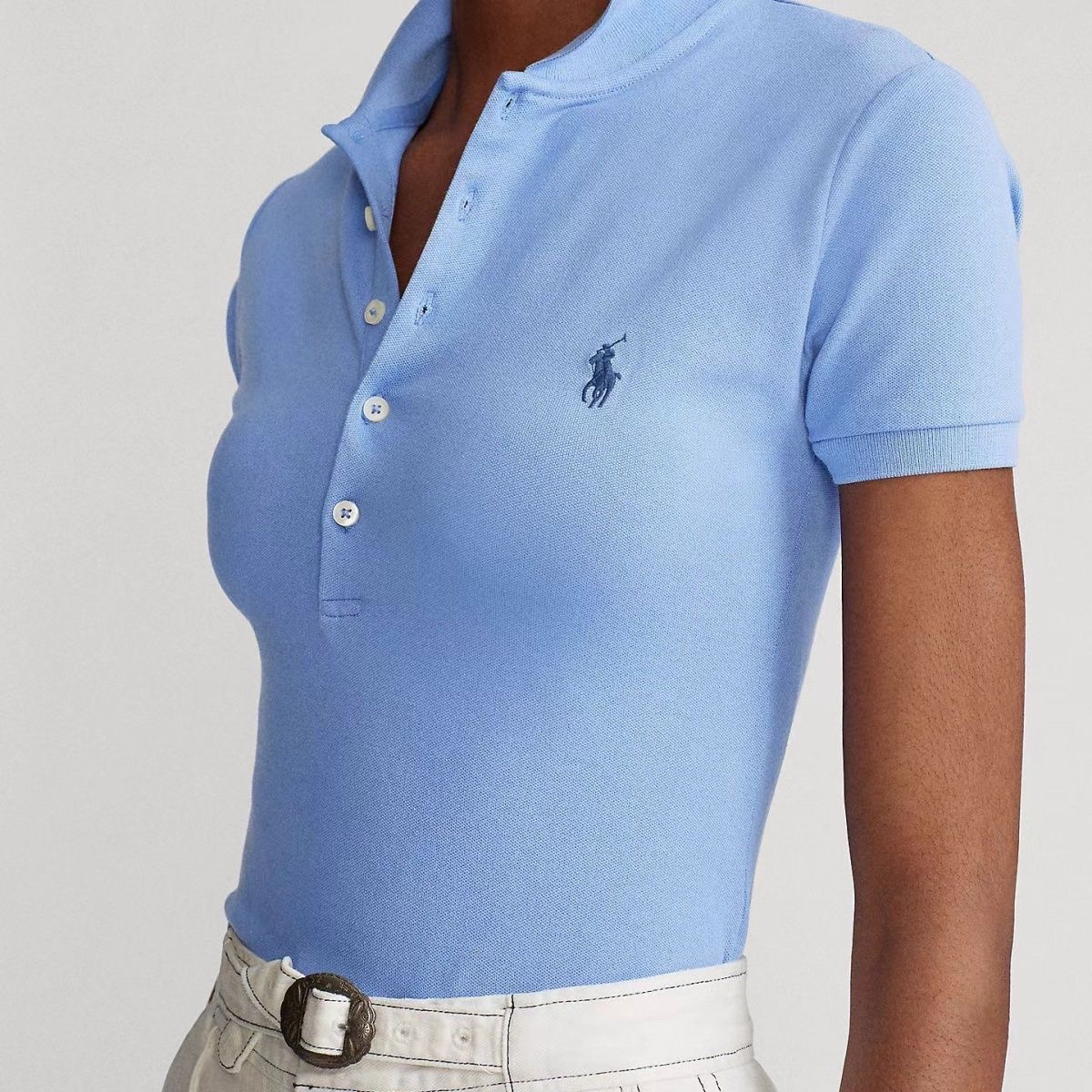 Women Polo embroidered 100%cotton short sleeve slim fit polo shirt-casual and elegant top - Image 8