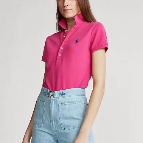 Women Polo embroidered 100%cotton short sleeve slim fit polo shirt-casual and elegant top - Image 9