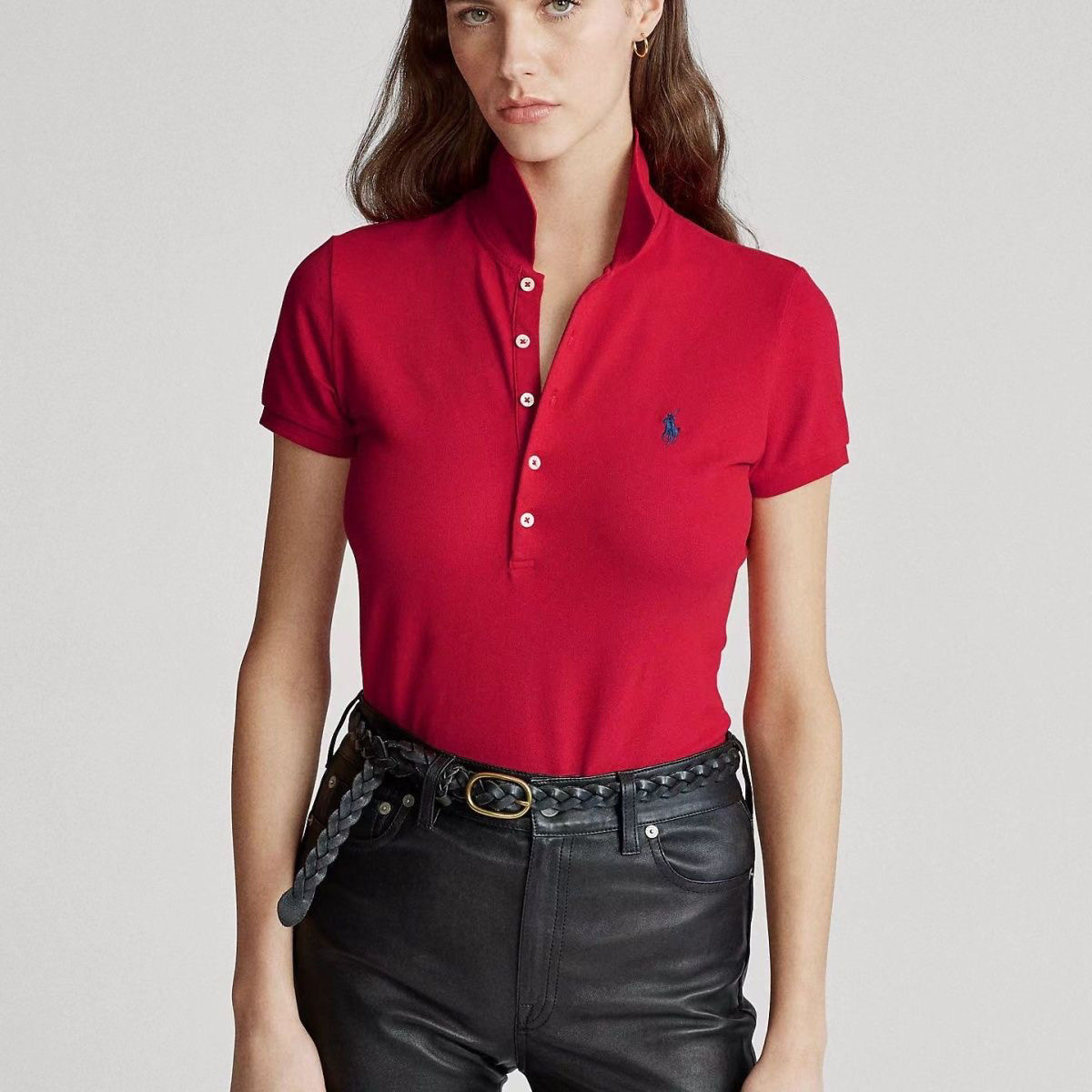 Women Polo embroidered 100%cotton short sleeve slim fit polo shirt-casual and elegant top - Image 11