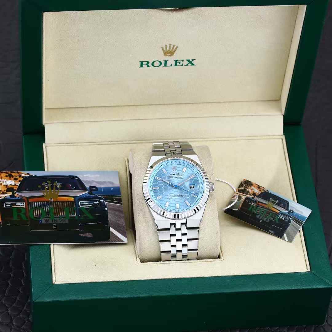 ROLEX WATCH: OYSTER PERPETUAL LAND-DWELLER & TRAVEL POUCH